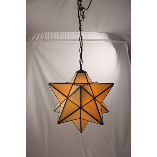 Star Polyhedron Stained Glass Pendant - Amber