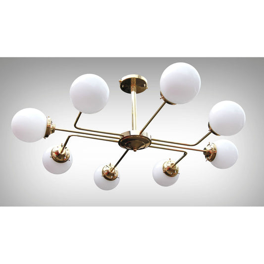 Chandelier with 8 Arms & White Opal Globes