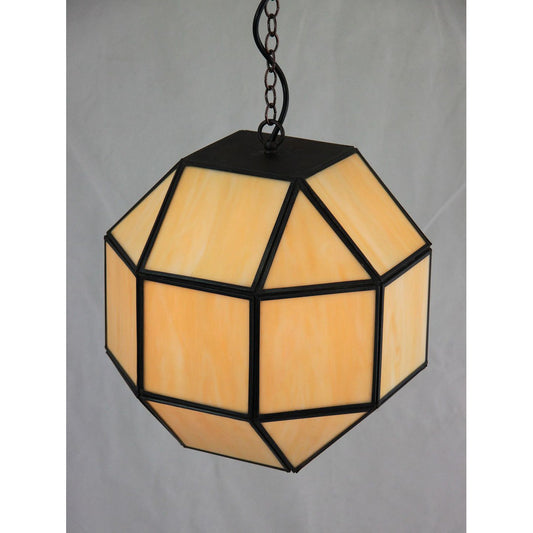 Polyhedron Stained Glass Pendant - Amber