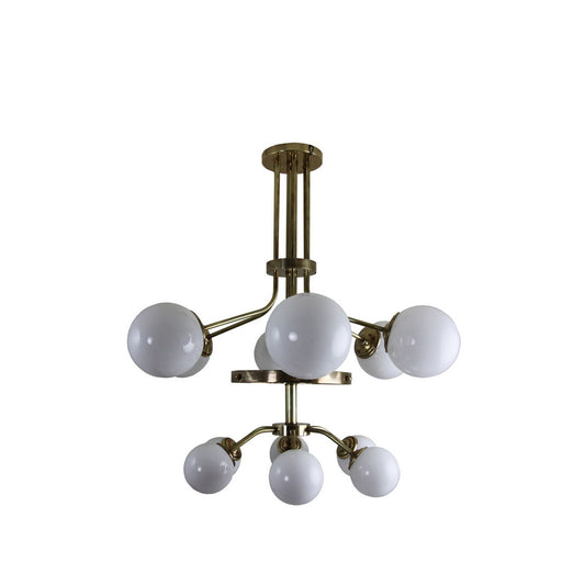 Chandelier with 12 Arms & White Opal Globes