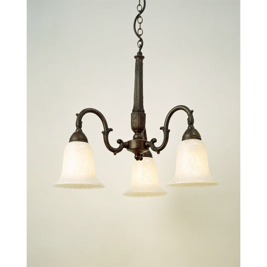 Chandelier with 3 Arms & Flakestone Bell Shades