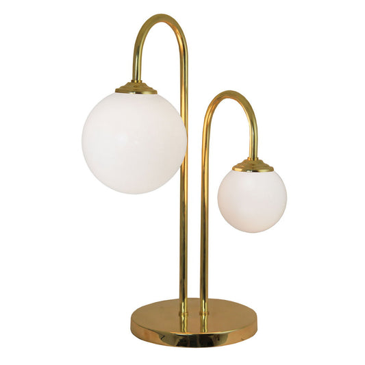 Twin Opal Globe Table Light Distressed Brass
