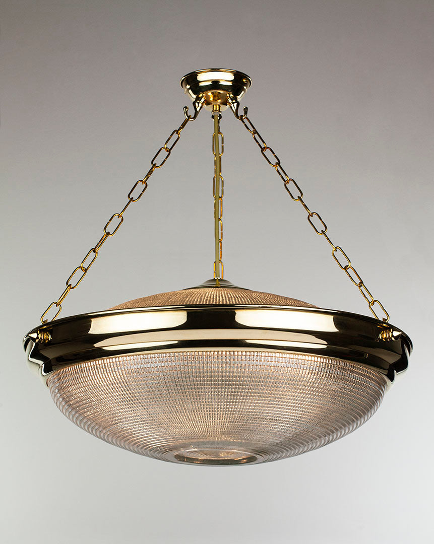 Cross Reeded Enclosed Pendant Polished Brass