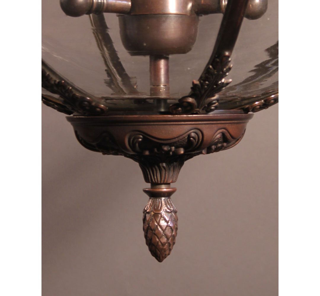 Victorian Globe Lantern Antique Bronze Fleur De Lys & Ivory drips