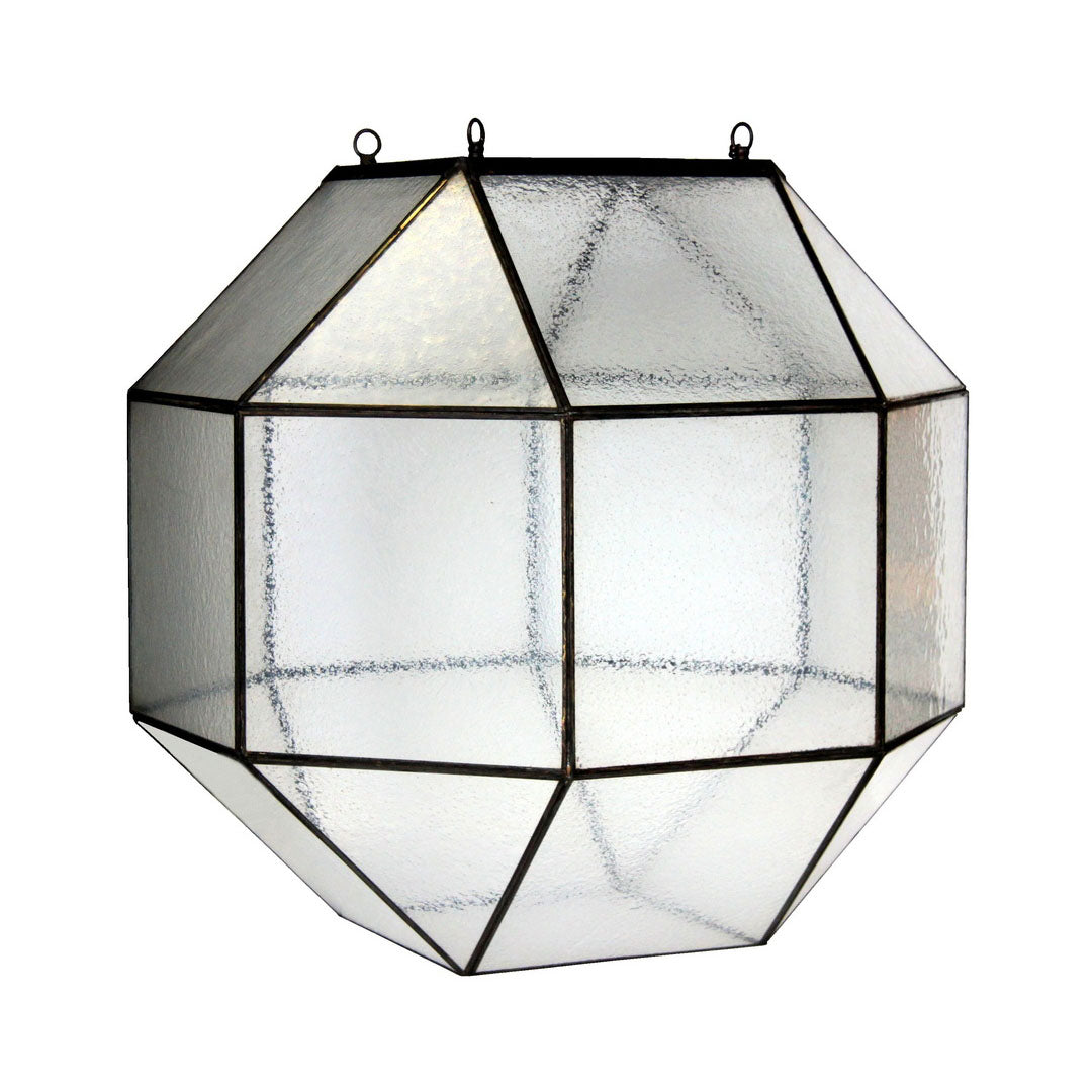 Polyhedron Textured Clear Glass Pendant