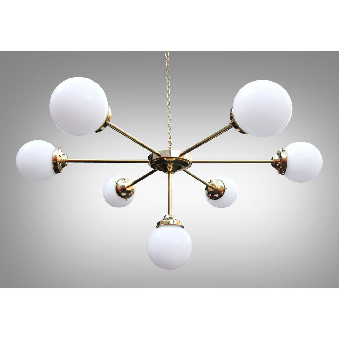 Chandelier with 7 Arms & White Opal Globes
