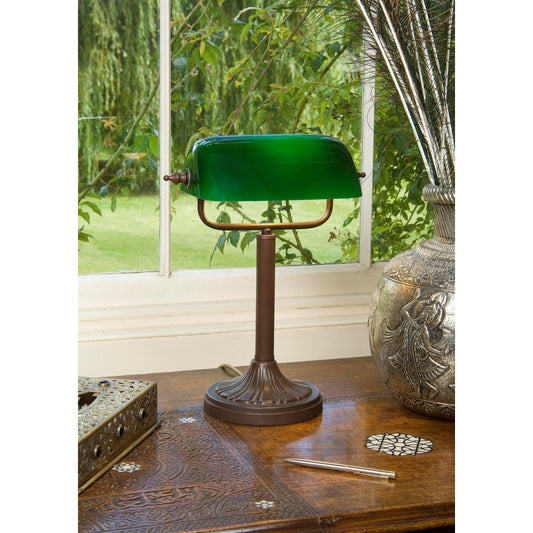 Bank Table Lamp In Green Opal