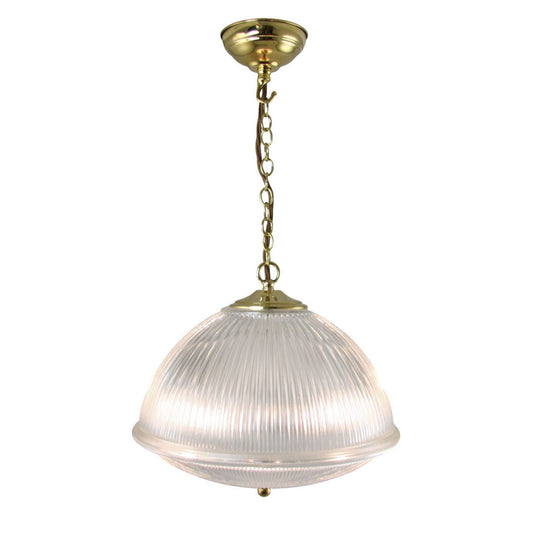 Prismatic Dome Enclosed Pendant Polished Brass