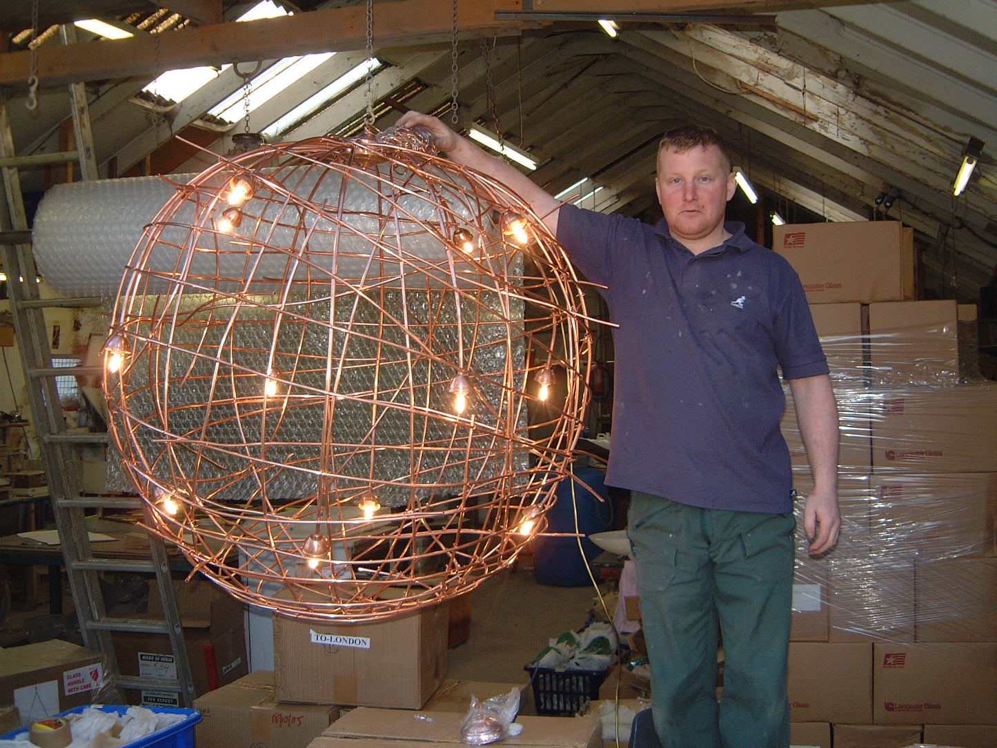 Large Copper Ball Pendant
